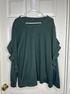 Women's Dark Green Ruffle Sleeve Top